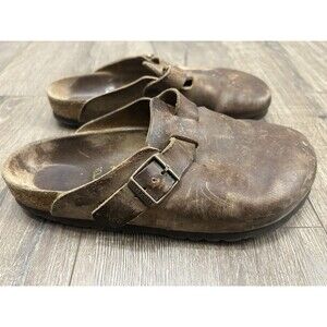 Birkenstock Boston Worn In Brown Oiled Leather Clog Shoes Women's Size: 38 L7 M5